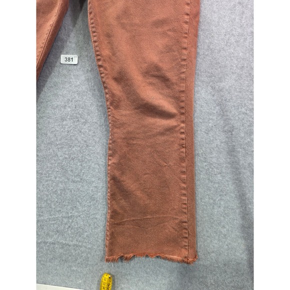 LOFT Kick Crop Jeans Terracotta Brown High Rise Raw Hem Flare Pants Womens 30/10 - Picture 2 of 16